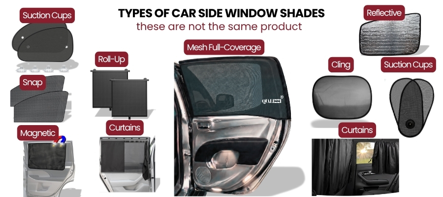 TYPES of side window sunshades, they are not all the same product