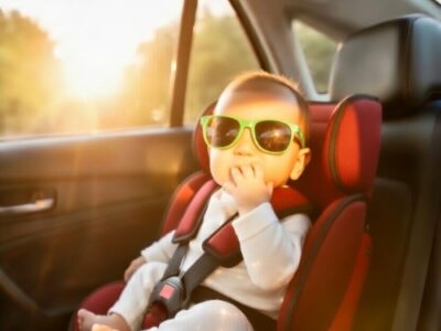 Sun on baby's face without sunshades