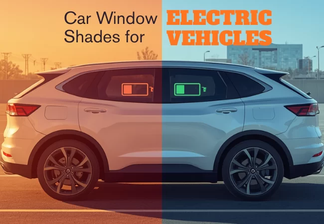 Car window sun shades for electric vehicles